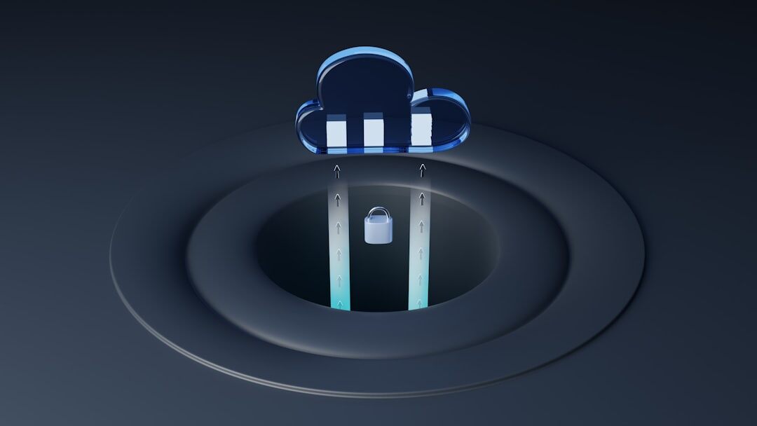 Abstract cloud computing concept with interconnected server nodes and data streams