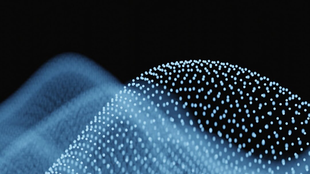Futuristic digital network visualization with glowing blue connections on dark background